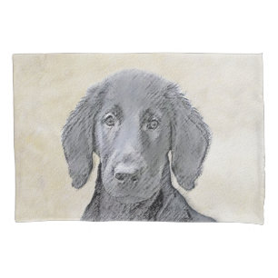 Flat-Coated Retriever Painting - Original Dog Art Pillow Case
