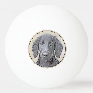 Flat-Coated Retriever Painting - Original Dog Art Ping Pong Ball