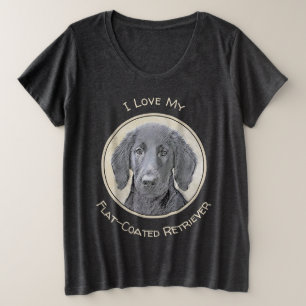 Flat-Coated Retriever Painting - Original Dog Art Plus Size T-Shirt