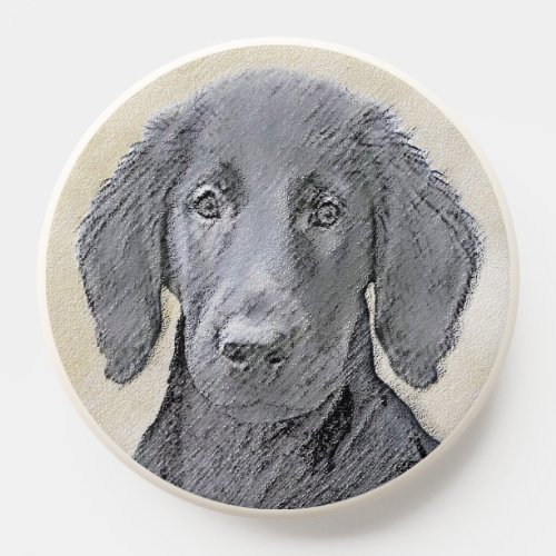 Flat_Coated Retriever Painting _ Original Dog Art PopSocket