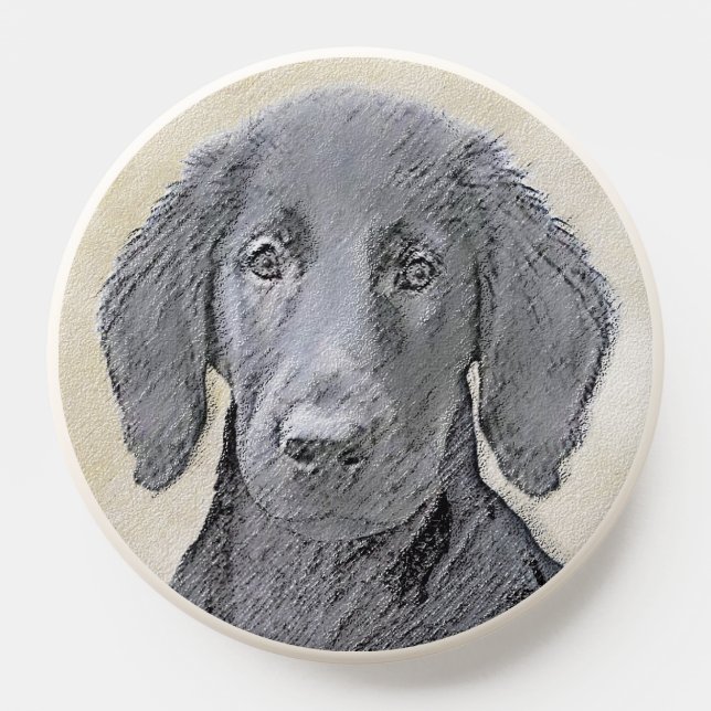 Flat-Coated Retriever Painting - Original Dog Art PopSocket (Popsocket)