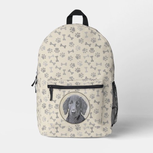 Flat_Coated Retriever Painting _ Original Dog Art Printed Backpack
