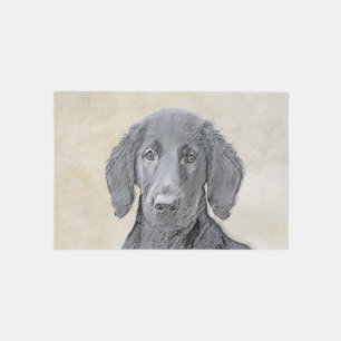 Flat-Coated Retriever Painting - Original Dog Art Rug