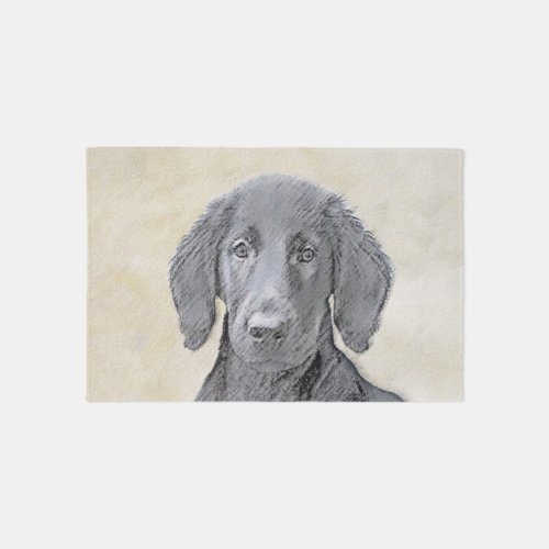 Flat_Coated Retriever Painting _ Original Dog Art Rug