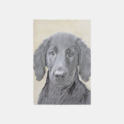 Flat_Coated Retriever Painting _ Original Dog Art Rug