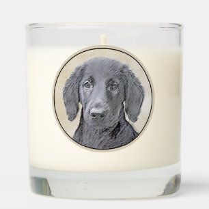 Flat-Coated Retriever Painting - Original Dog Art Scented Candle