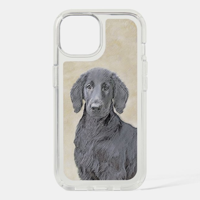 Flat-Coated Retriever Painting - Original Dog Art Speck iPhone Case (Front)