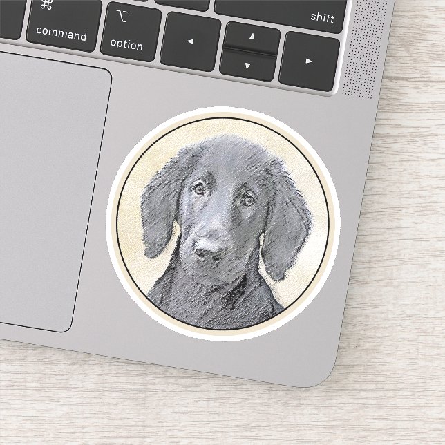 Flat-Coated Retriever Painting - Original Dog Art Sticker (Detail)