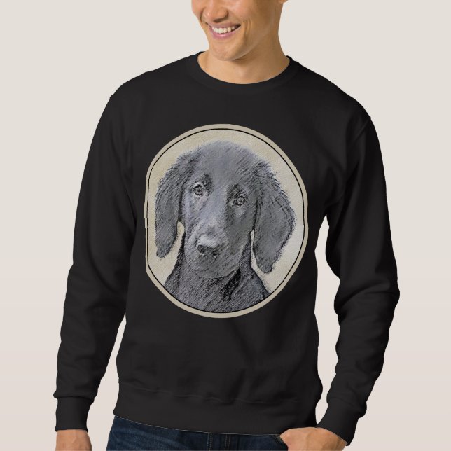 Flat-Coated Retriever Painting - Original Dog Art Sweatshirt (Front)