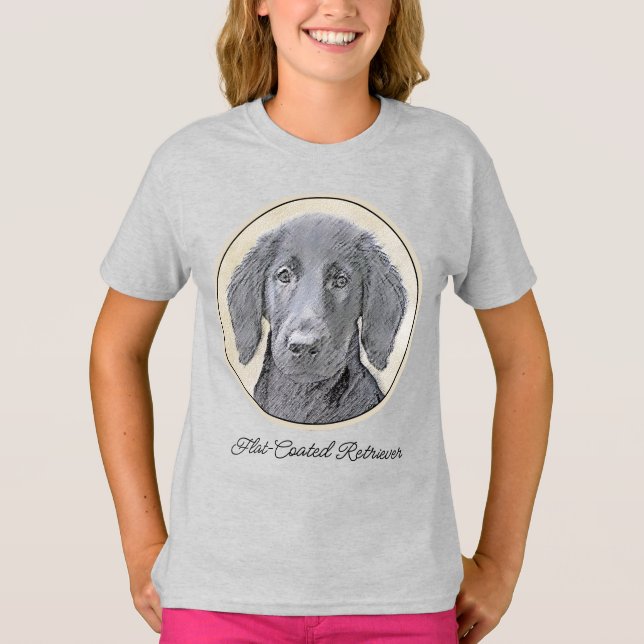 Flat-Coated Retriever Painting - Original Dog Art  T-Shirt (Front)