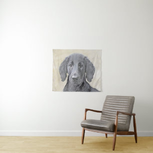 Flat-Coated Retriever Painting - Original Dog Art Tapestry