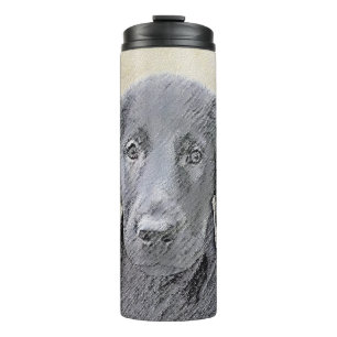 Flat-Coated Retriever Painting - Original Dog Art Thermal Tumbler