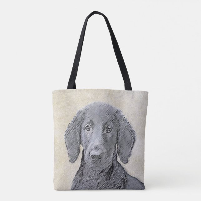 Flat-Coated Retriever Painting - Original Dog Art Tote Bag (Back)