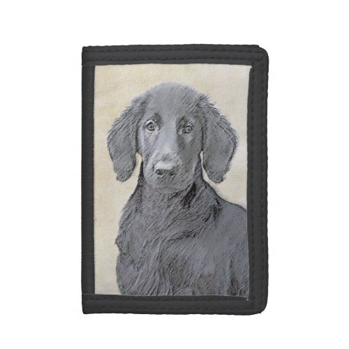 Flat_Coated Retriever Painting _ Original Dog Art Trifold Wallet