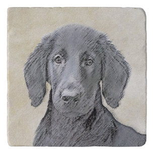 Flat-Coated Retriever Painting - Original Dog Art Trivet