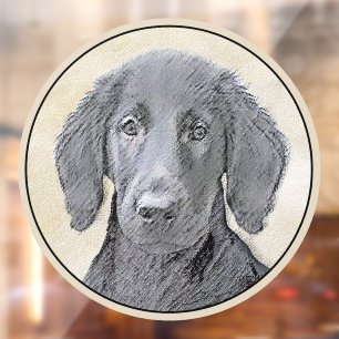 Flat-Coated Retriever Painting - Original Dog Art Window Cling