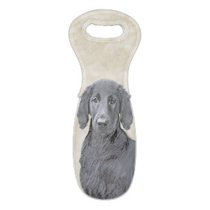 Flat-Coated Retriever Painting - Original Dog Art Wine Bag