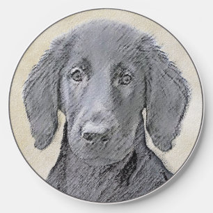 Flat-Coated Retriever Painting - Original Dog Art Wireless Charger
