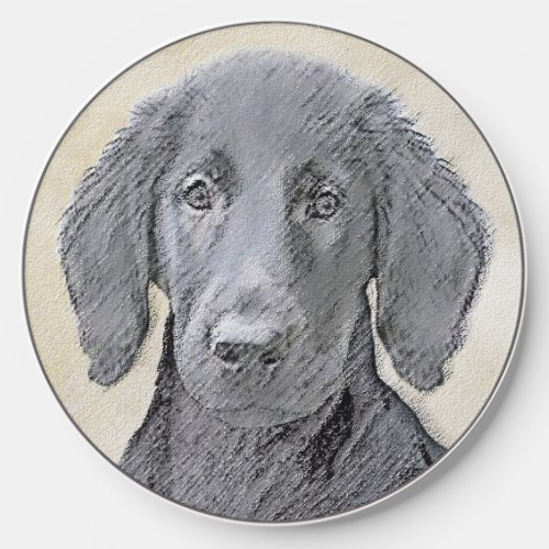 Flat_Coated Retriever Painting _ Original Dog Art Wireless Charger