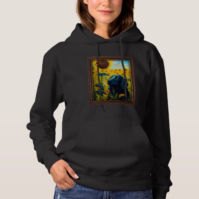 Flat Coated Retriever Painting Sunflower Flower Mo Hoodie (Front)