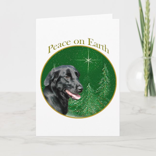 Flat-Coated Retriever Peace Holiday Card (Front)