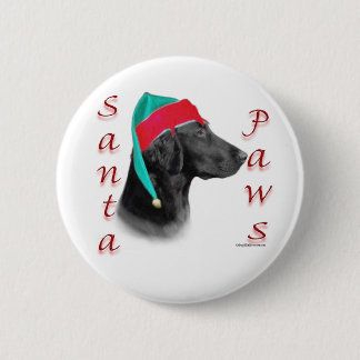 Flat Coated Retriever Santa Paws Button