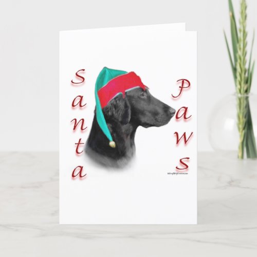 Flat Coated Retriever Santa Paws Holiday Card