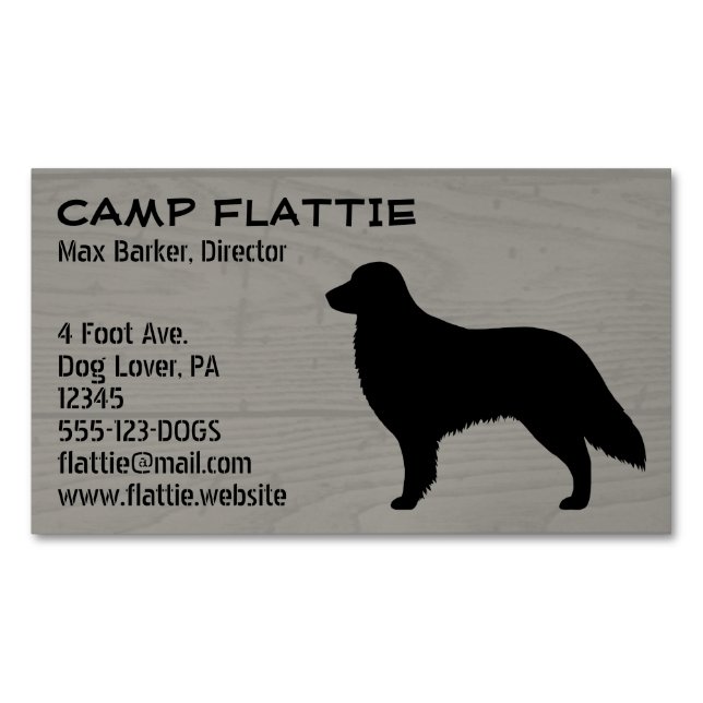 Flat Coated Retriever Silhouette | Dog Breed Magnetic Business Card (Front)