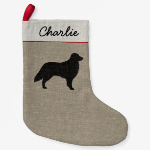 Flat Coated Retriever Silhouette Flattie Dog Xmas Small Christmas Stocking