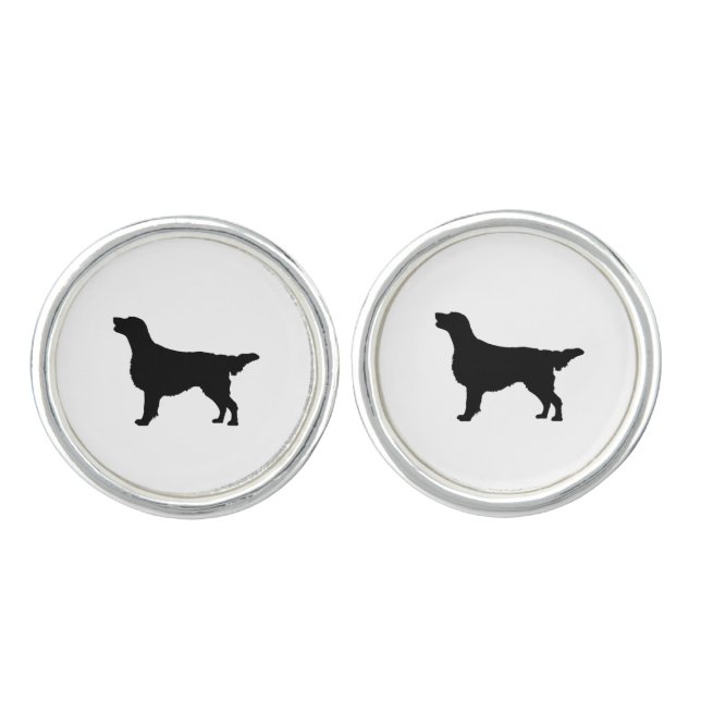 Flat-Coated Retriever Silhouette Love Dogs Cufflinks (Front)