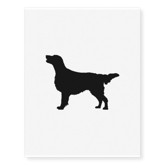 Flat-Coated Retriever Silhouette Love Dogs Temporary Tattoos (Front)