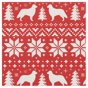 Flat Coated Retriever Silhouettes Christmas Xmas Fabric