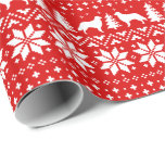 Flat Coated Retriever Silhouettes Dogs Christmas Wrapping Paper<br><div class="desc">Red and white knit Christmas sweater style pattern with Flat Coated Retriever silhouettes. Brighten up someone’s holiday with a special gift wrapped in this cute Flatties patterned wrapping paper. Check out Jenn's Doodle World for even more festive xmas gift wrap for lovers of many dog breeds.</div>