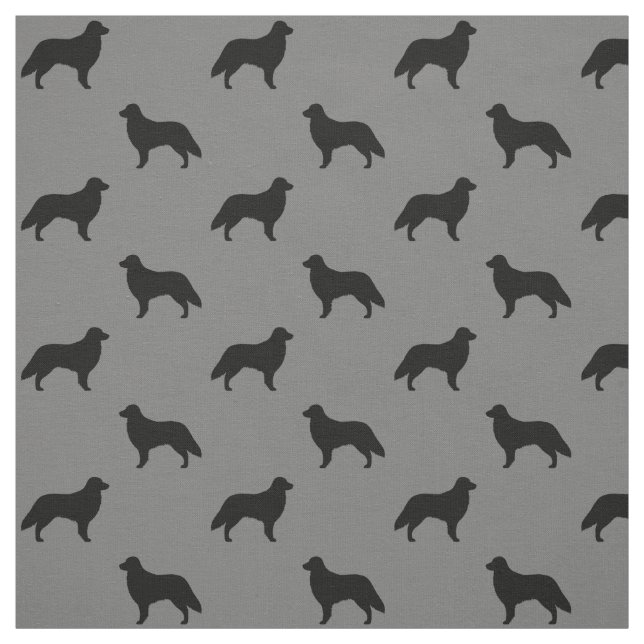 Flat Coated Retriever Silhouettes Dogs Patterned Fabric (Swatch)