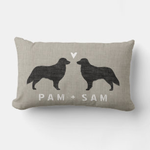 Flat Coated Retriever Silhouettes Love Lumbar Pillow