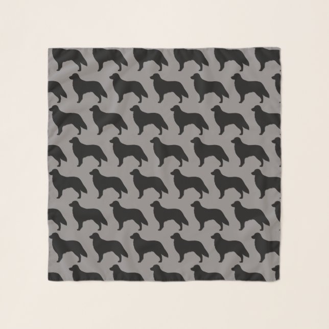 Flat Coated Retriever Silhouettes Pattern Scarf (Front)