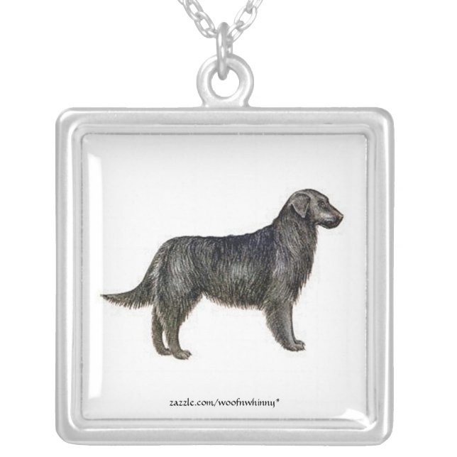 Flat-Coated Retriever Silver Plated Necklace (Front)