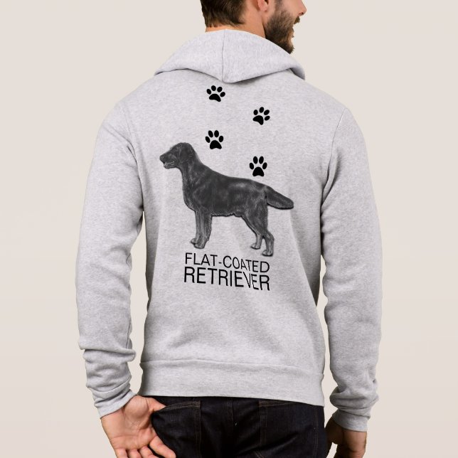 Flat-Coated Retriever with Paw Prints Hoodie (Back)