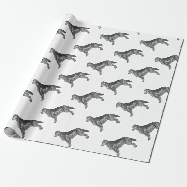 Flat Coated Retriever Wrapping Paper (Unrolled)