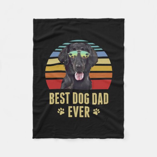 Flat Coated Retrievers Best Dog Dad Ever Retro Fleece Blanket