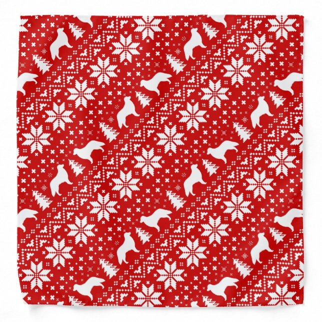 Flat Coated Retrievers Christmas Pattern Red Bandana (Front)