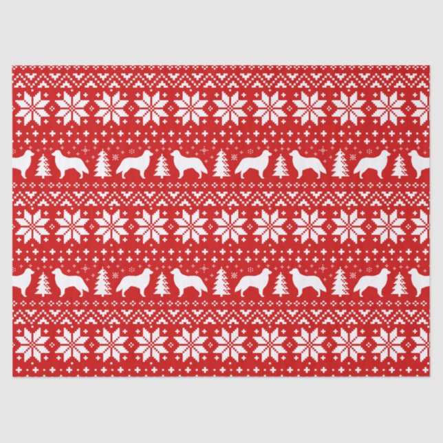 Flat Coated Retrievers Christmas Pattern Red Tissue Paper (Front)