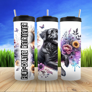 Flat-Coated Retriever's Floral Joy Thermal Tumbler