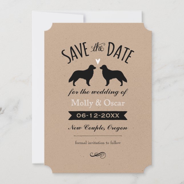 Flat Coated Retrievers Wedding Save the Date (Front)