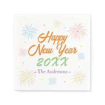 Flat Colorful Happy New Year Party - White