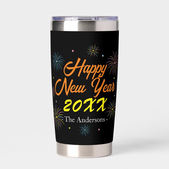 Flat Colorful New Year's Eve Party Insulated Tumbler (Front)