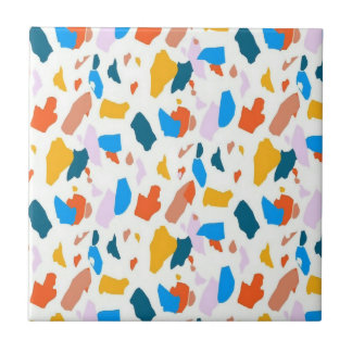 Flat colorful terrazzo pattern ceramic tile