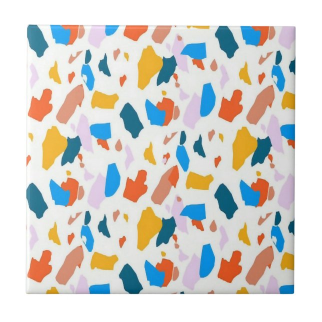 Flat colorful terrazzo pattern ceramic tile (Front)