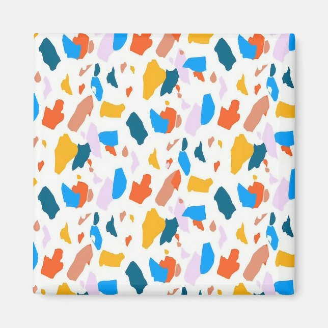 Flat colorful terrazzo pattern magnet (Front)
