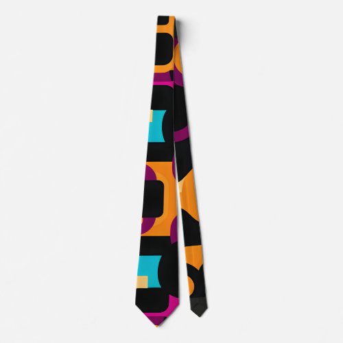 Flat composition circles orange Abstract Pattern Neck Tie